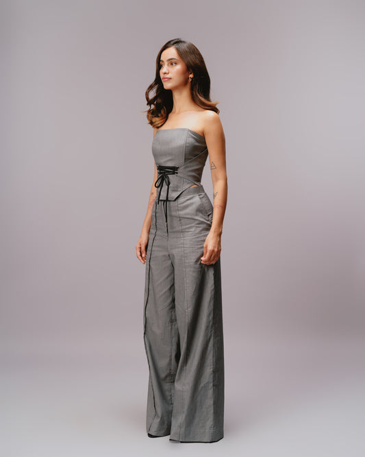 GREY PLEATED TROUSERS