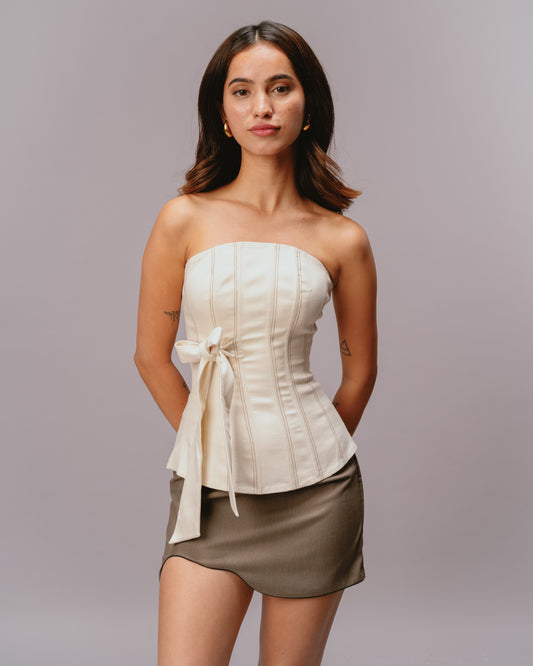 CREME BOW CORSET