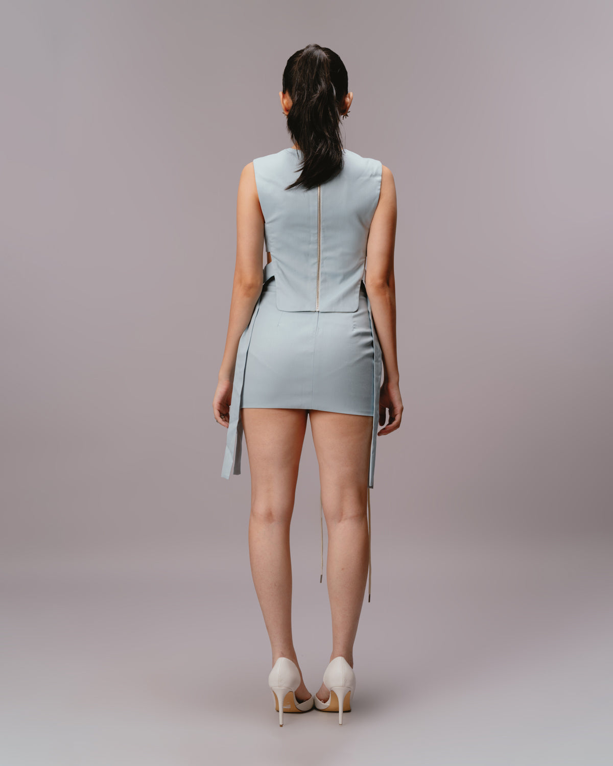 BABY BLUE FRONT TIE SKIRT