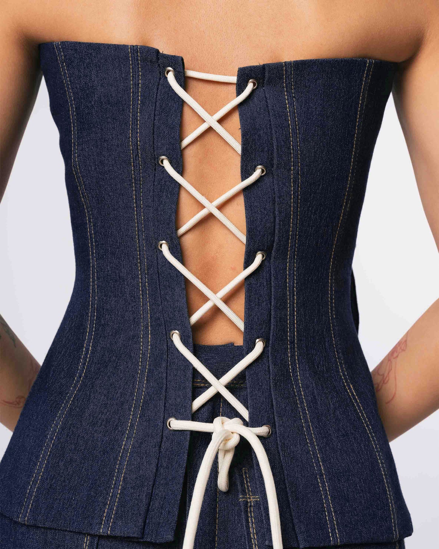 DENIM BOW CORSET