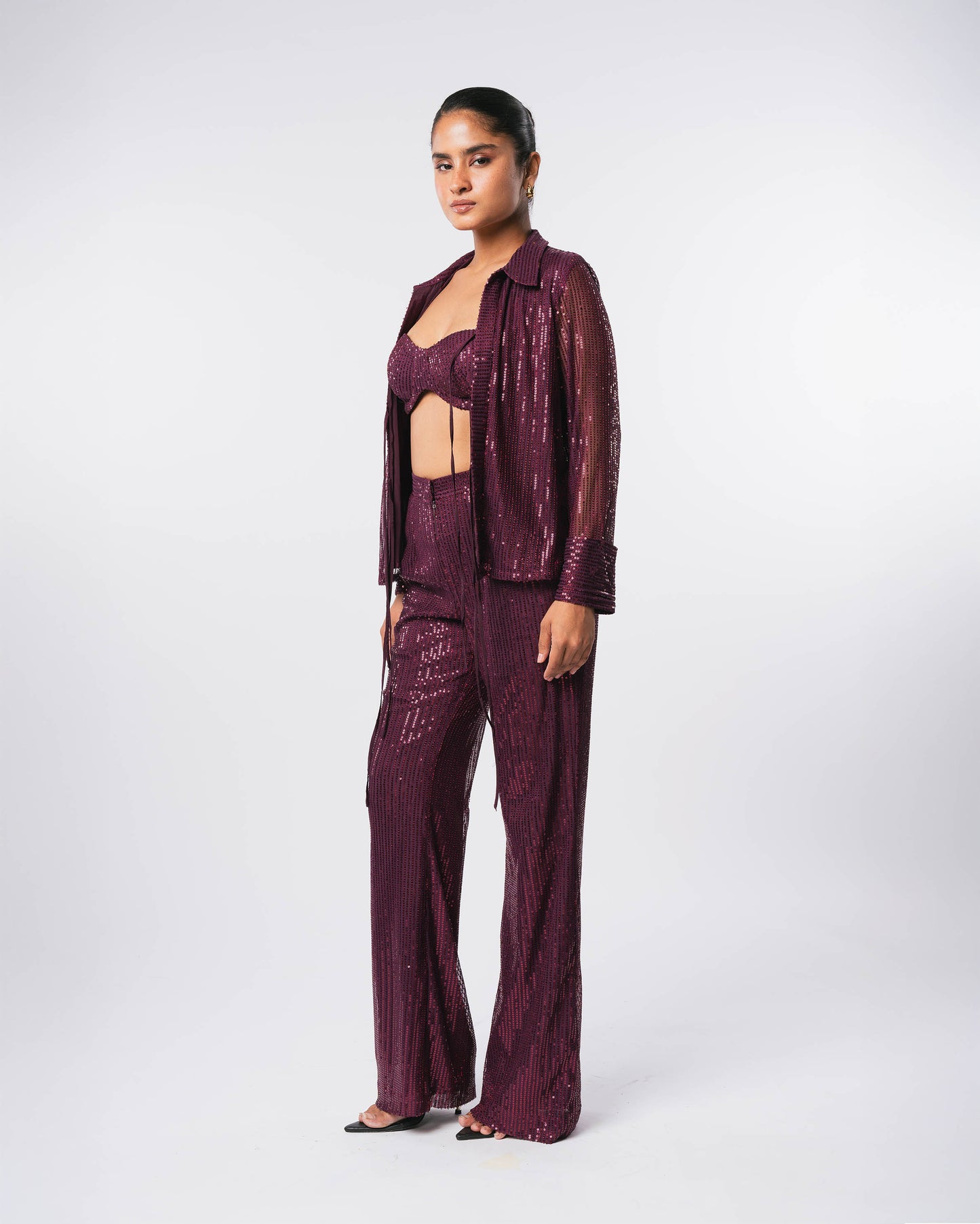 WINE SEQUIN SHIRT