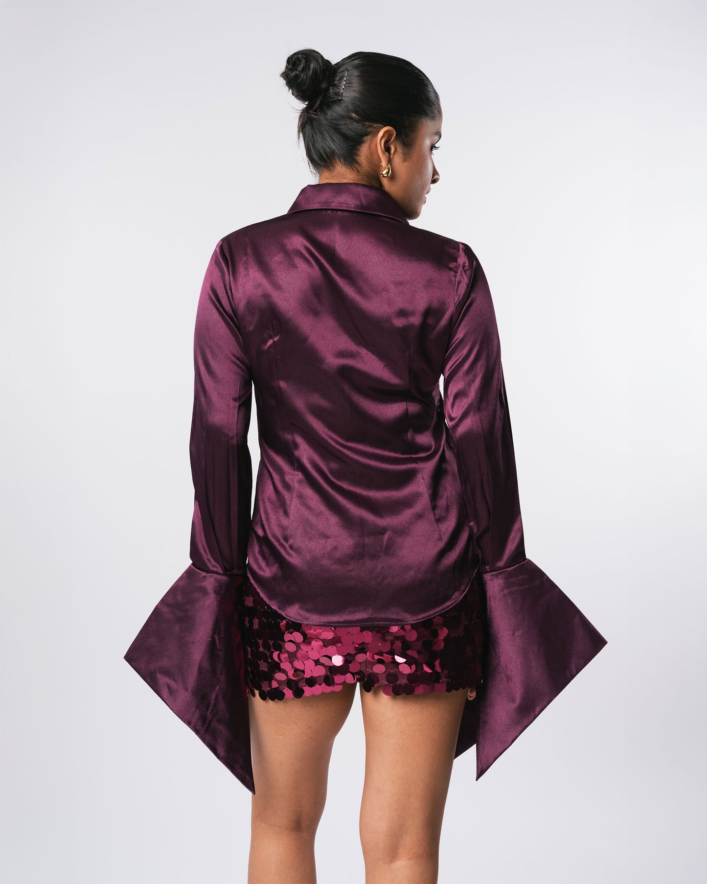 WIDE CUFF SHIRT - WINE