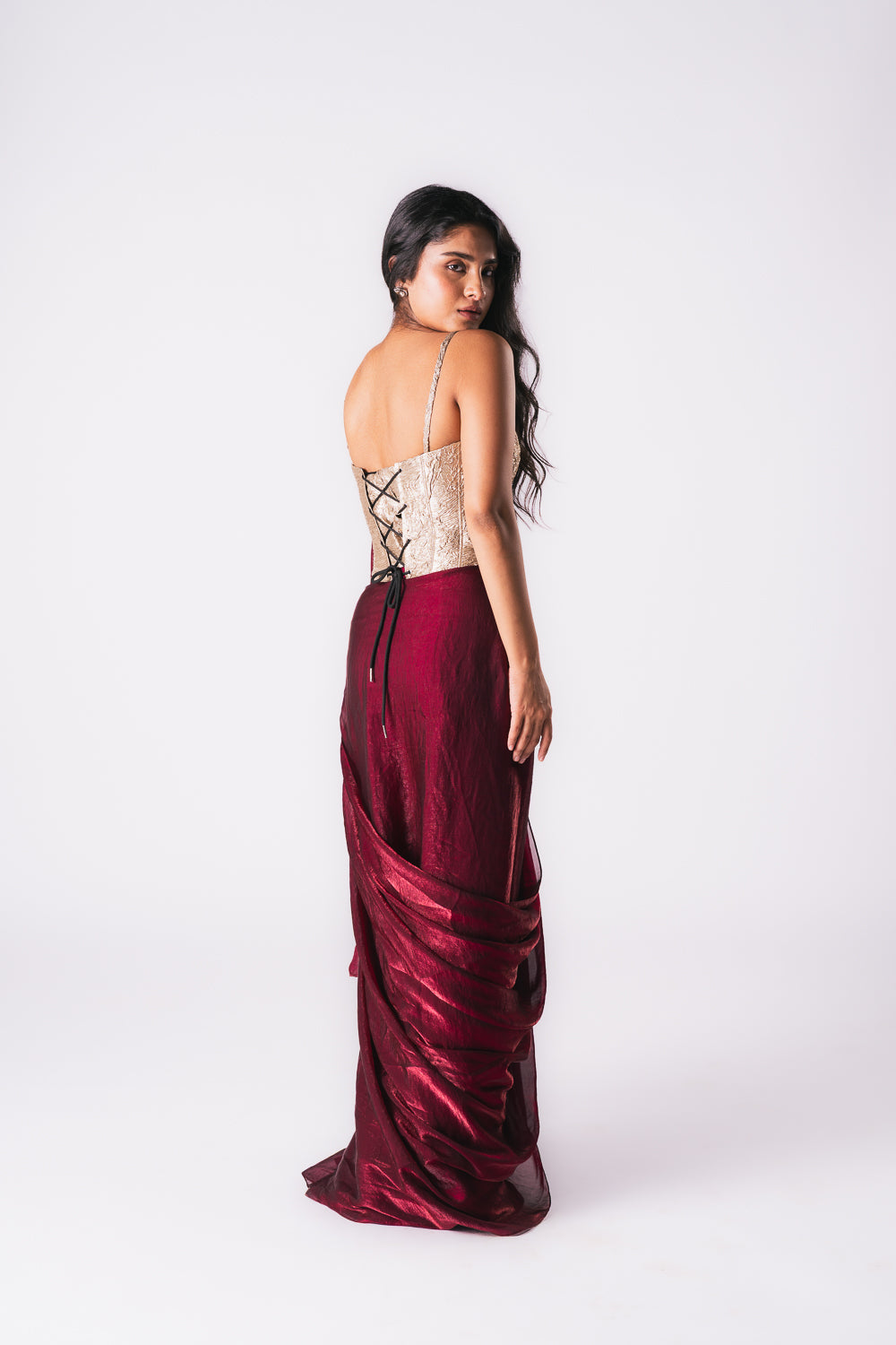 MAROON TISSUE SAREE