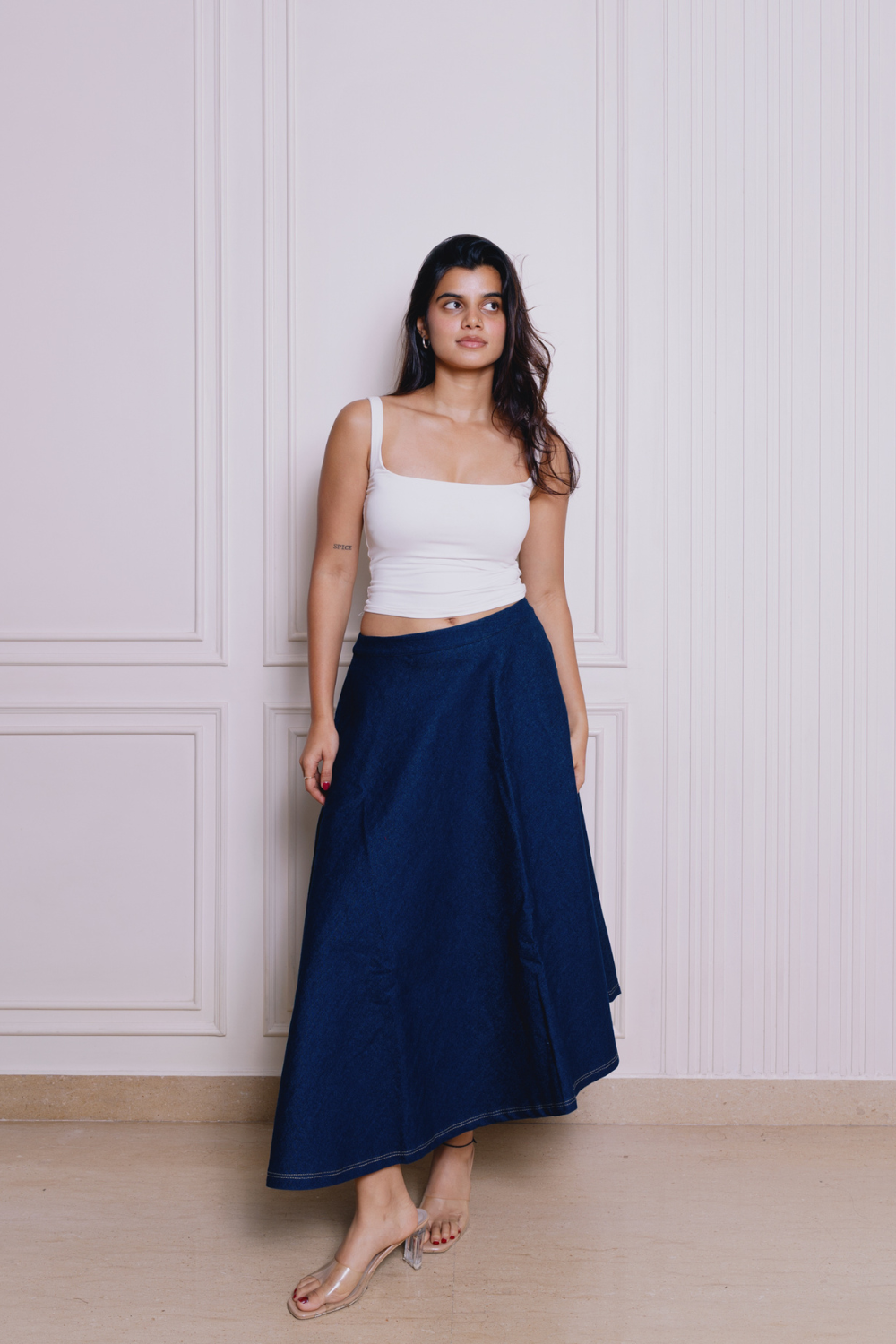 DENIM FLARE SKIRT