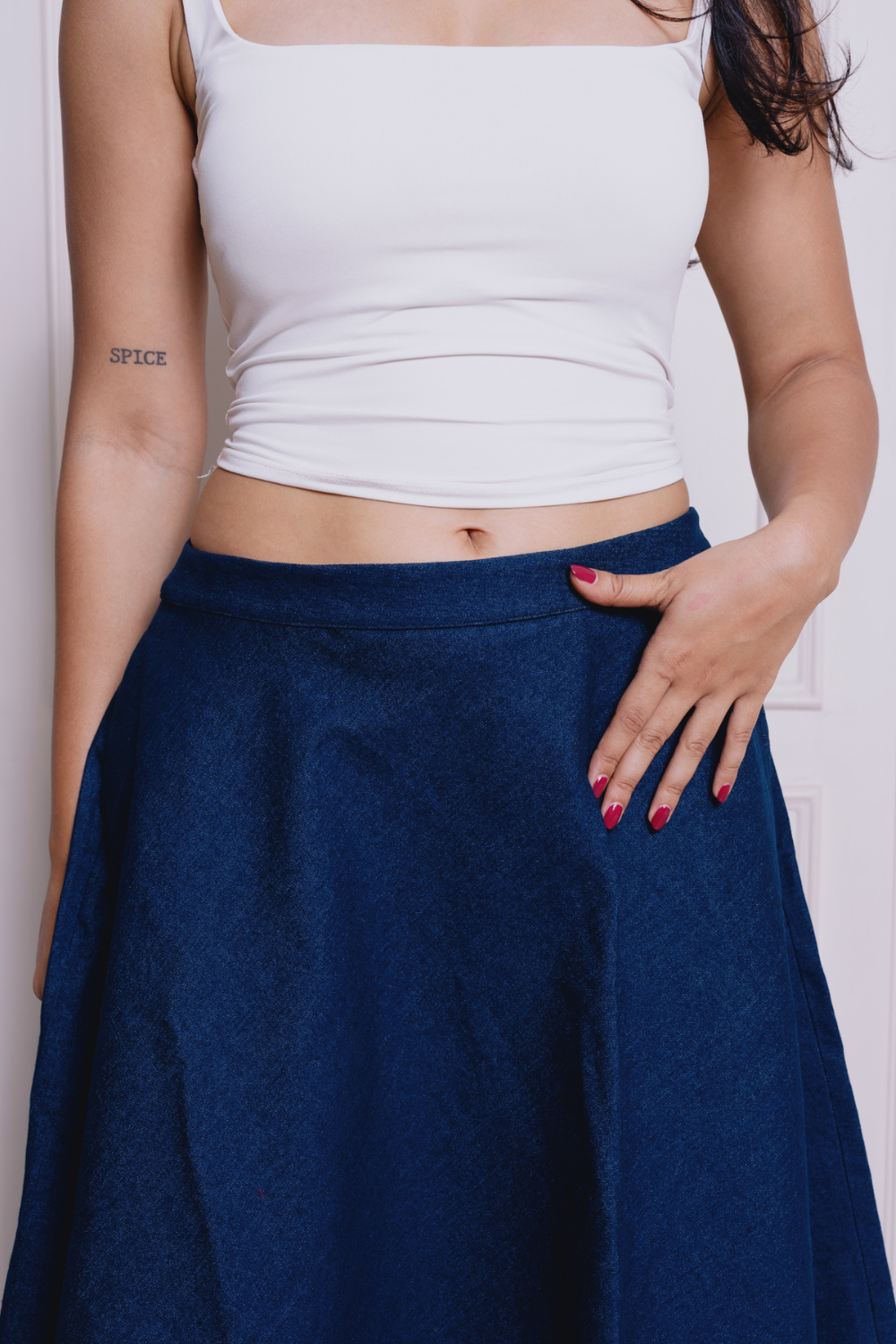 DENIM FLARE SKIRT