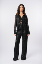 BLACK SEQUIN TROUSERS