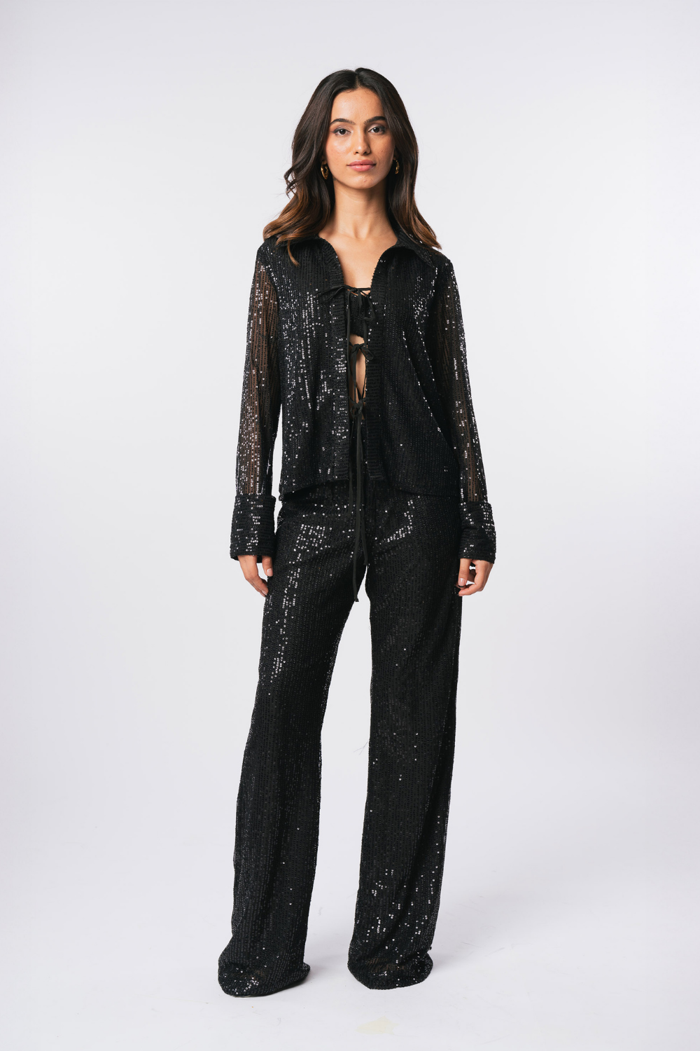 BLACK SEQUIN TROUSERS