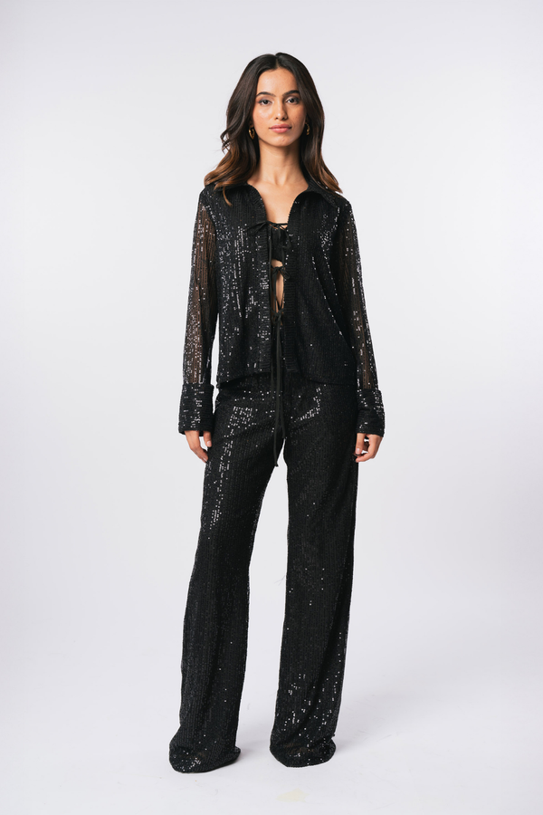 BLACK SEQUIN SHIRT