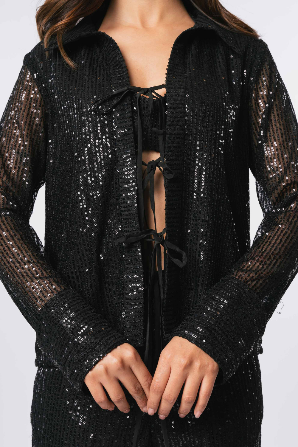 BLACK SEQUIN SHIRT