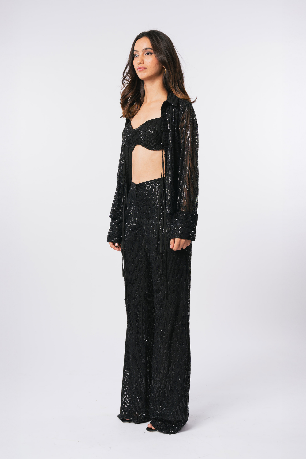 BLACK SEQUIN TROUSERS