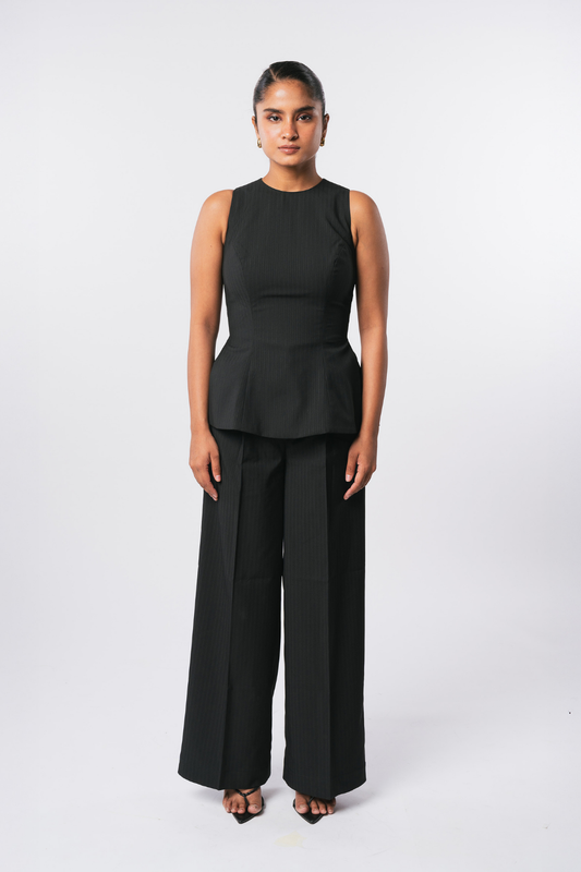 BLACK PINSTRIPE SET