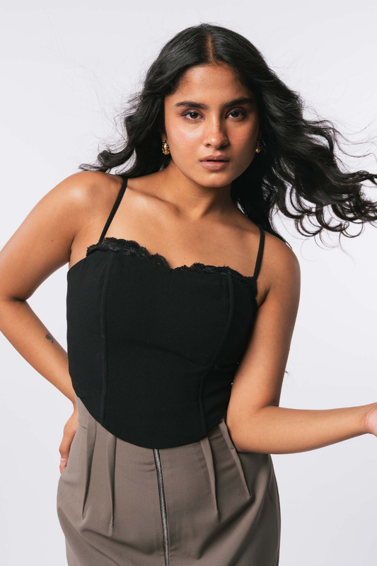 BLACK LACE CORSET