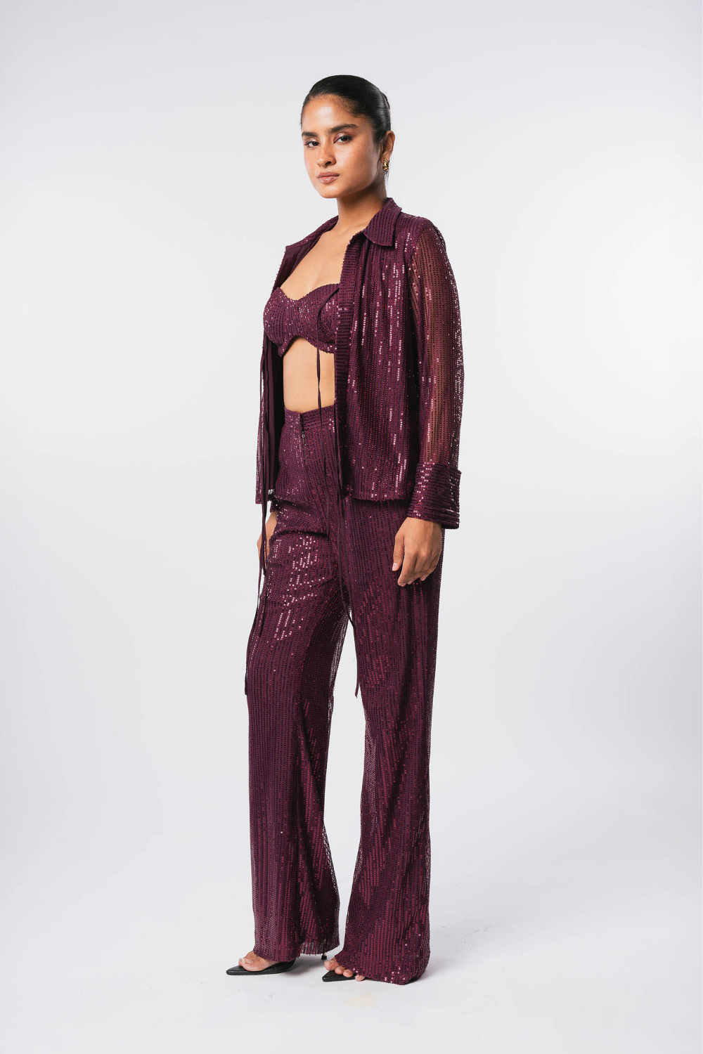 WINE SEQUIN SHIRT