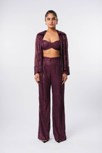 WINE SEQUIN TROUSERS