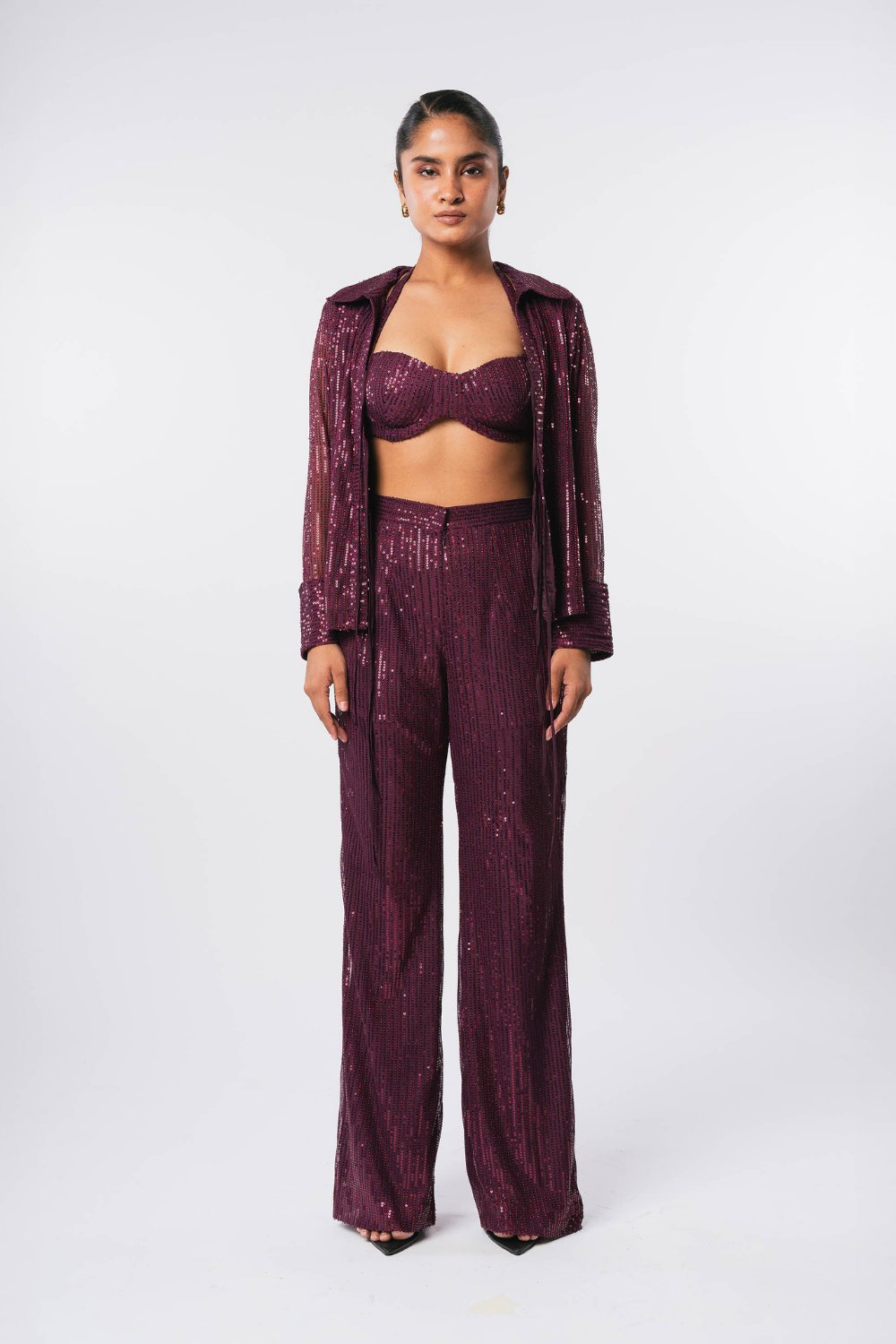 WINE SEQUIN SHIRT