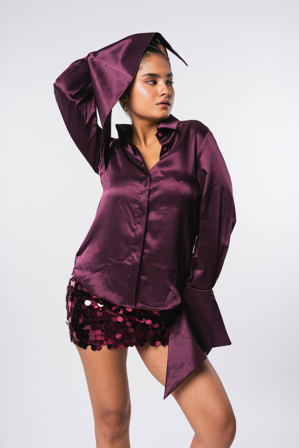 WIDE CUFF SHIRT - WINE