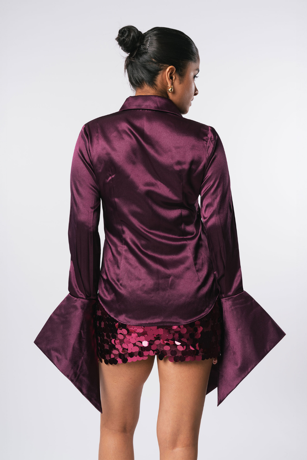 WINE SEQUIN SKIRT