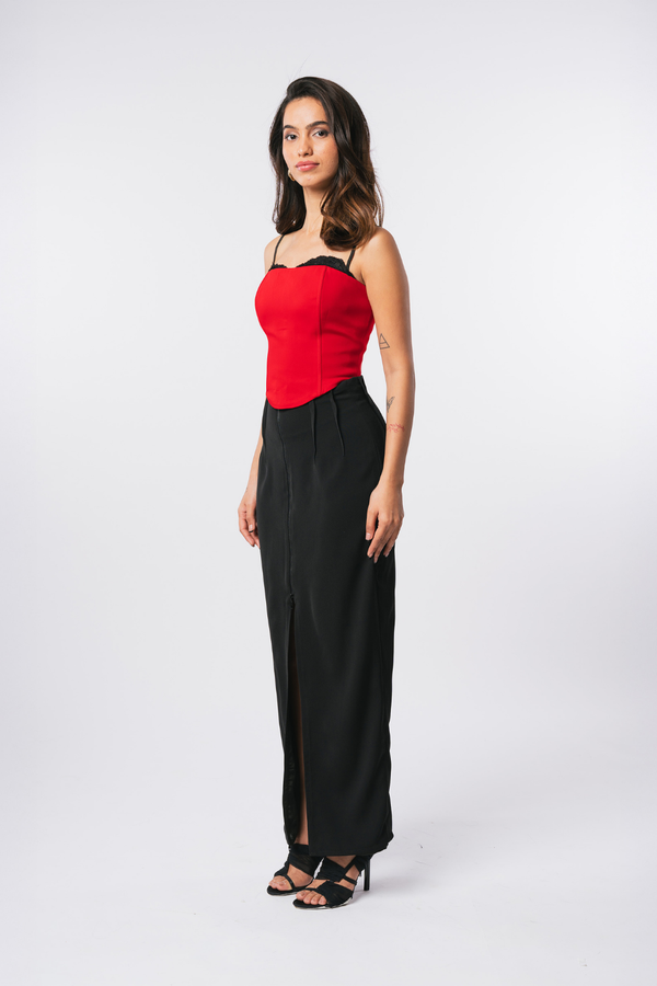 BLACK ZIP DOWN MIDI