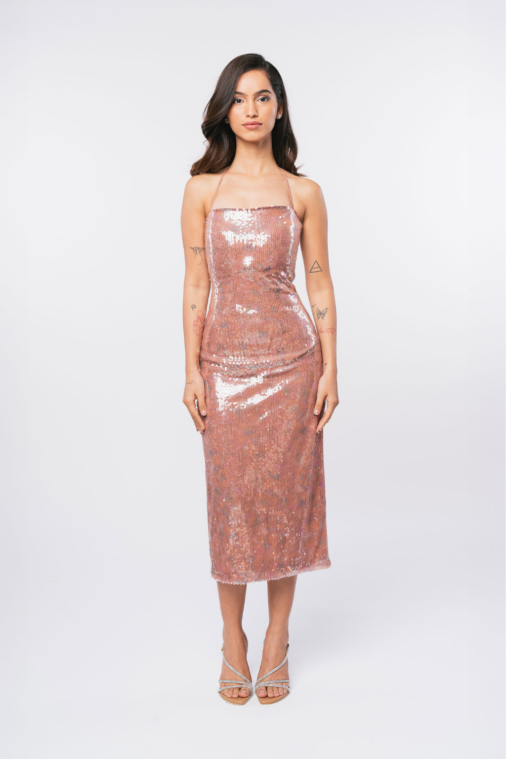 PEACH GLOW SEQUIN DRESS