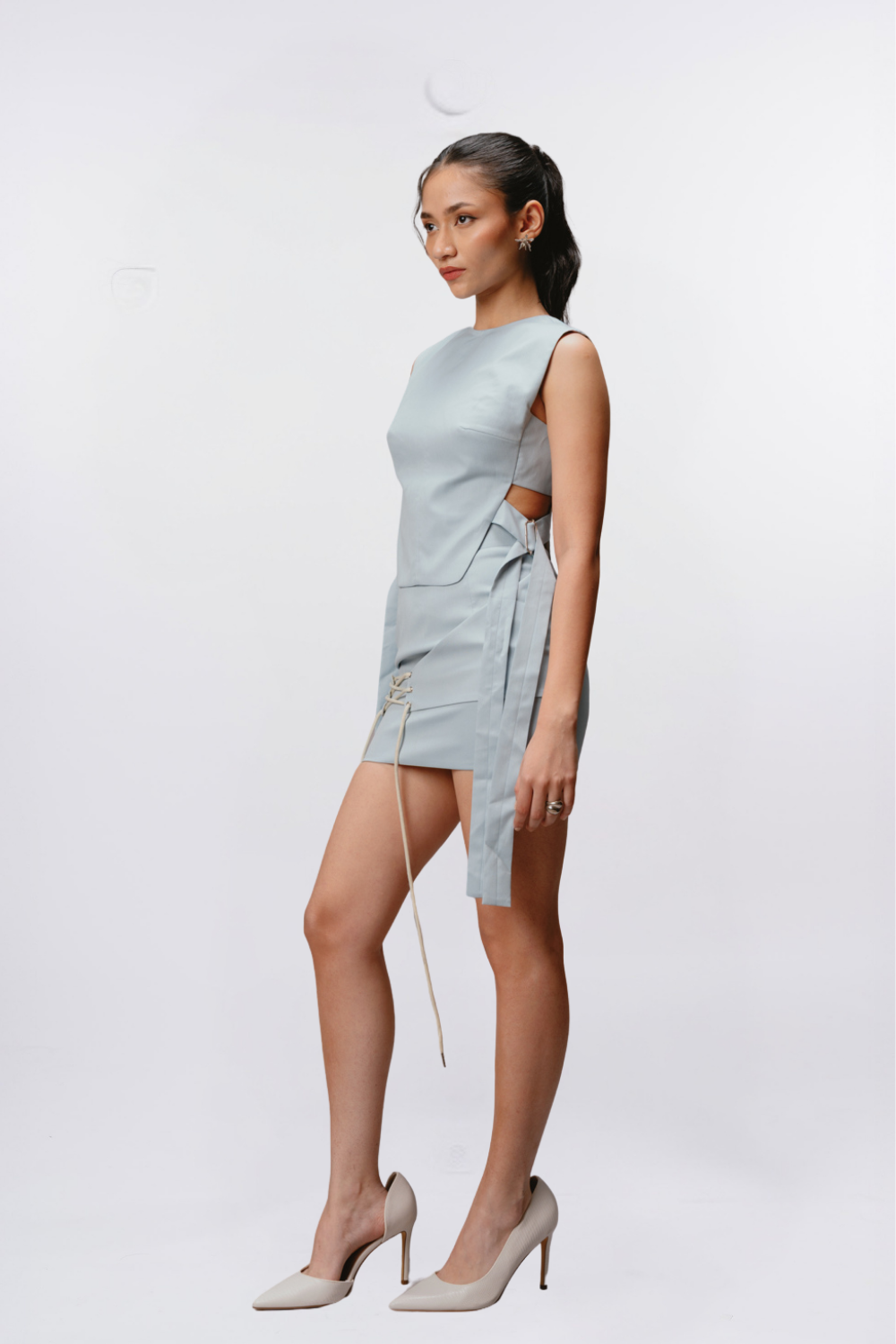 BABY BLUE BUCKLED TOP