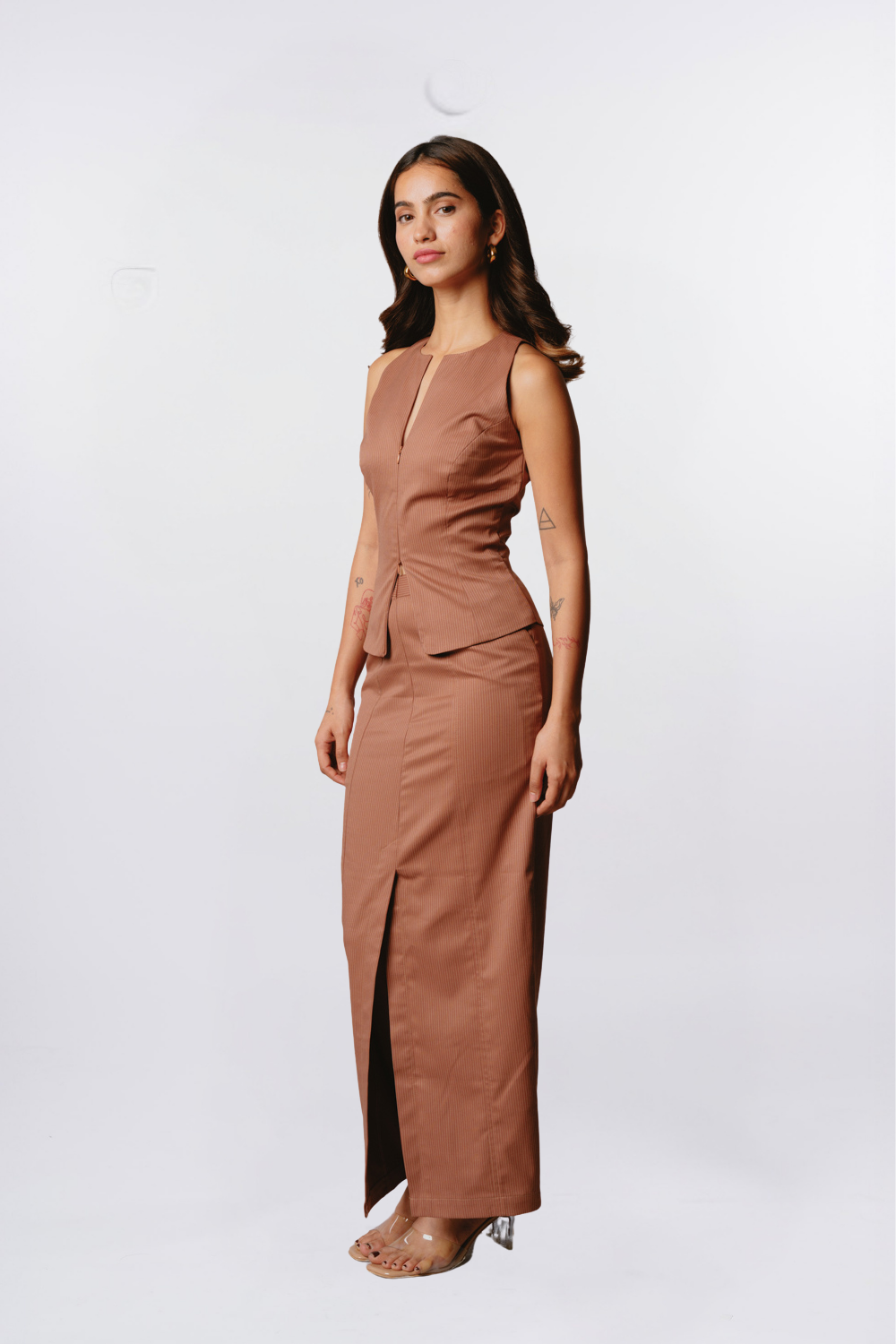 OPEN END PINSTRIPE TOP