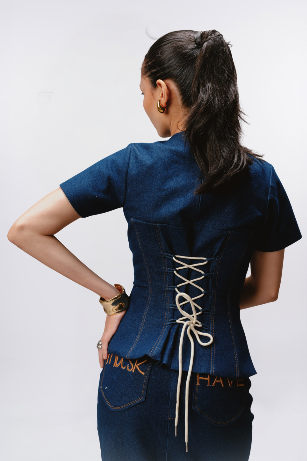 DENIM SCULPT TOP