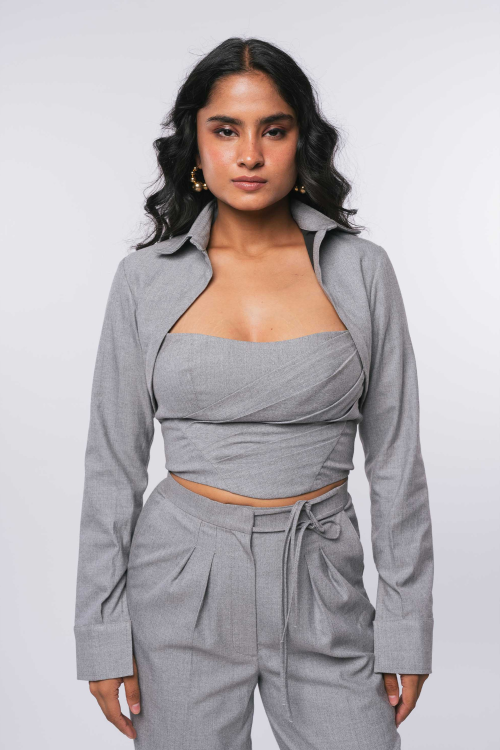 PLEATED GREY CORSET