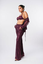 WINE SEQUIN TROUSERS