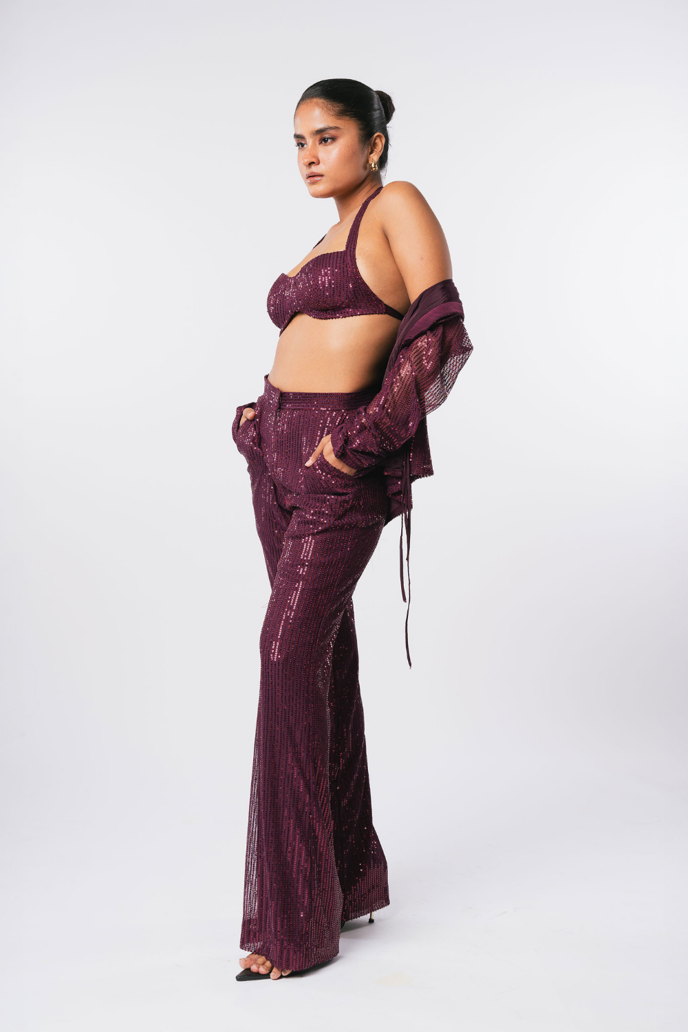 WINE SEQUIN BRALETTE