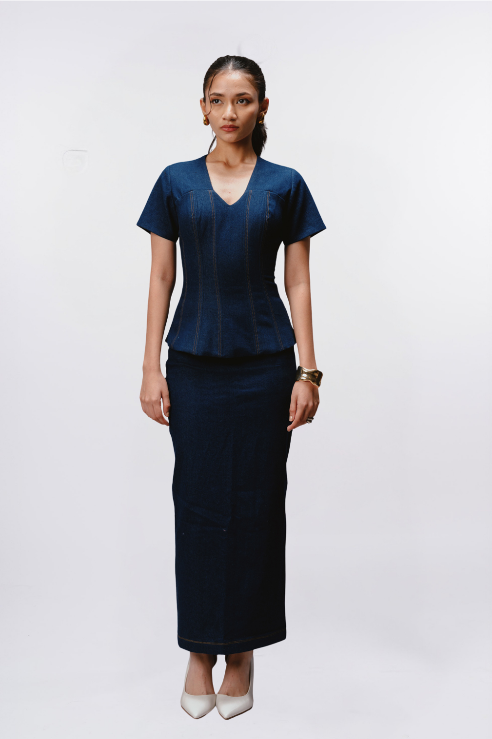 DENIM SCULPT TOP