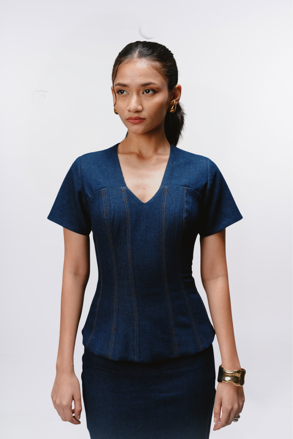 DENIM SCULPT TOP