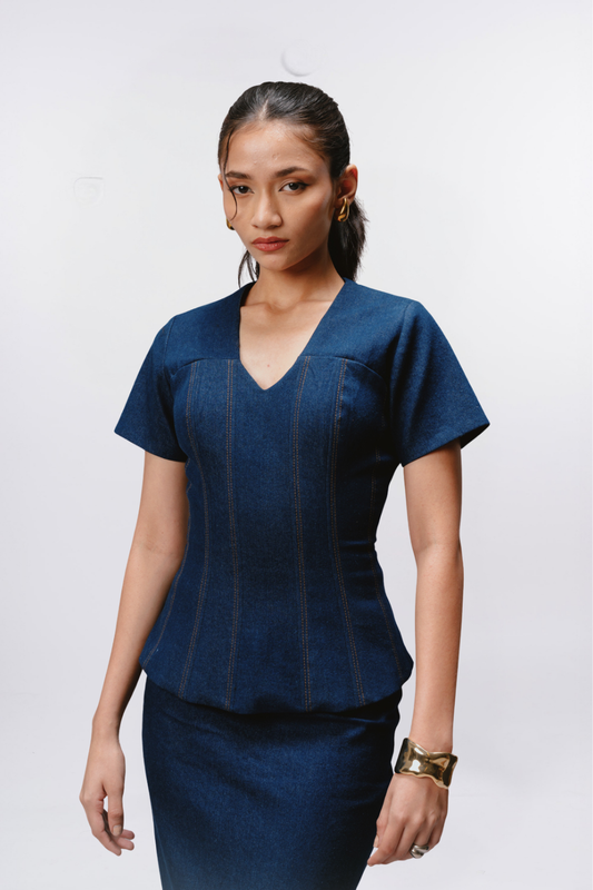 DENIM SCULPT TOP