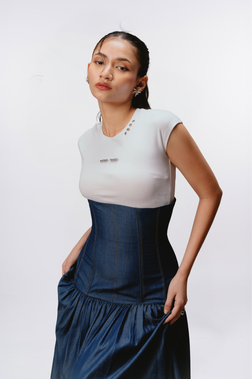 SCULPTED DENIM SKIRT