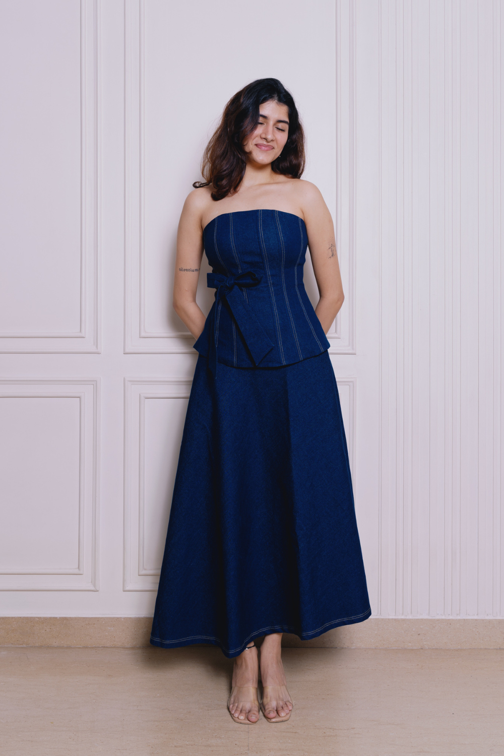 DENIM FLARE SKIRT