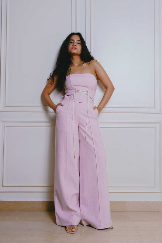 BLUSH PLEATED TROUSERS
