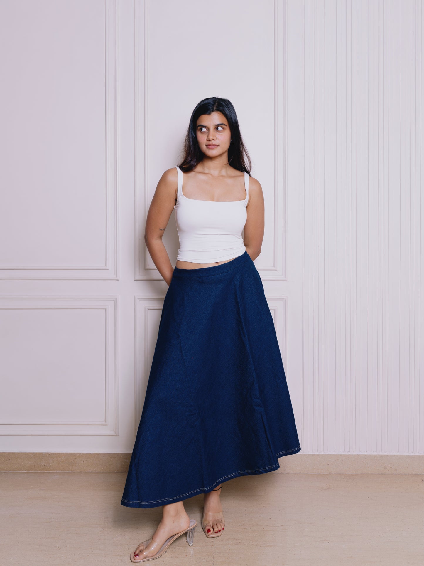 DENIM FLARE SKIRT