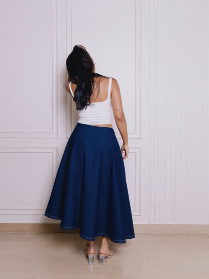 DENIM FLARE SKIRT