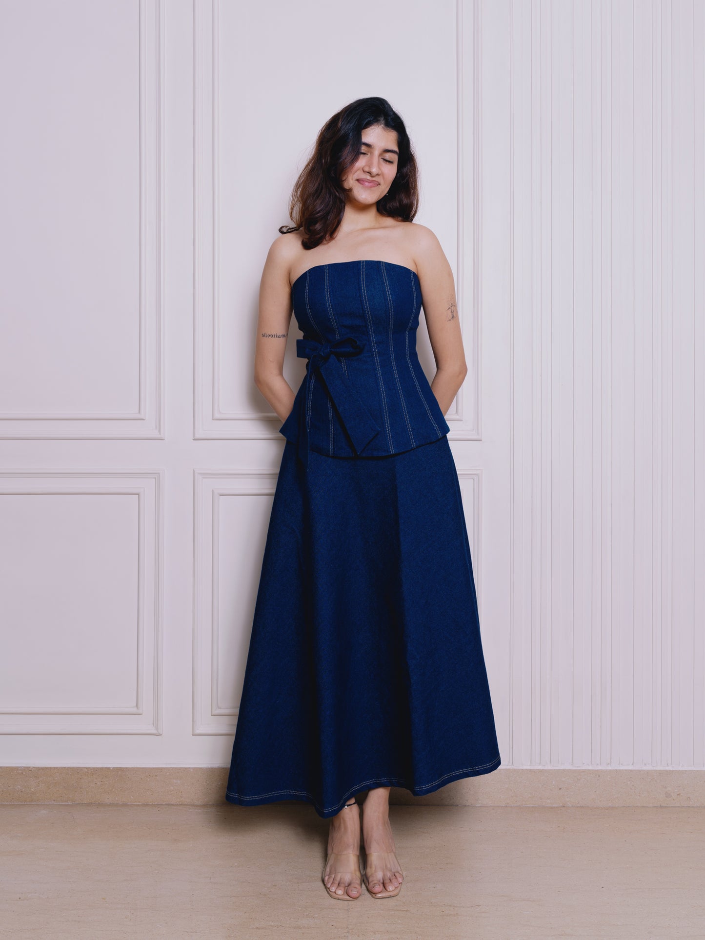 DENIM FLARE SKIRT