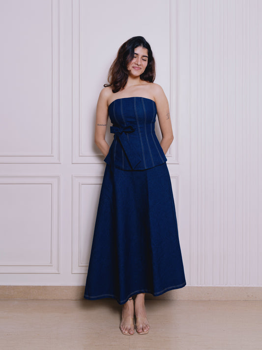 DENIM FLARE SKIRT