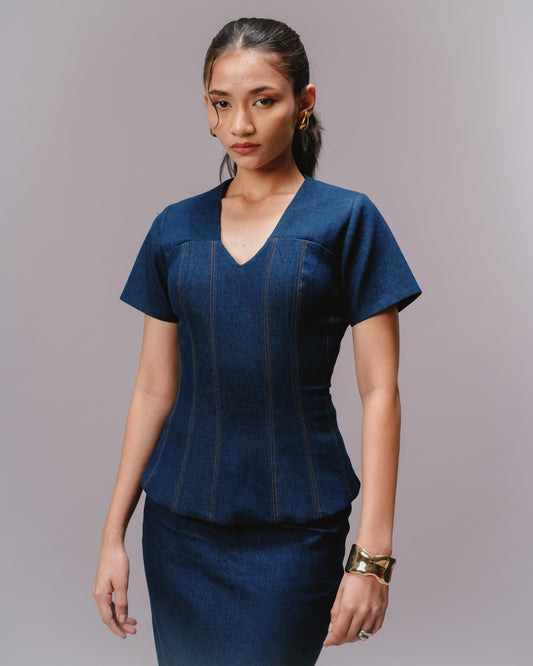 DENIM SCULPT TOP