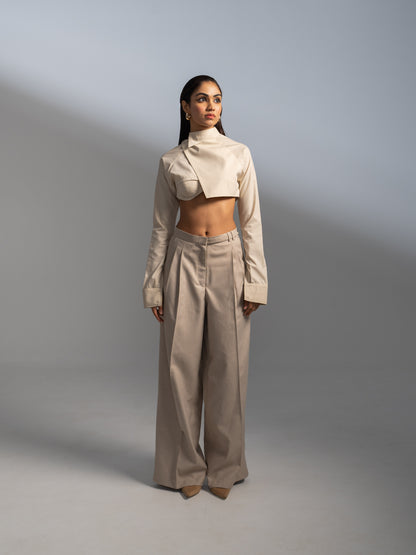 BELTED FLARE TROUSERS