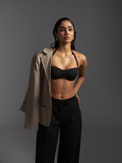 OFF BEAT EDGE BRALETTE + TROUSERS (BLACK)