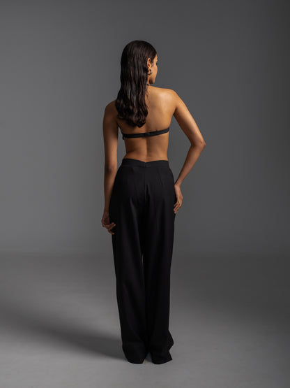 OFF BEAT EDGE BRALETTE + TROUSERS (BLACK)