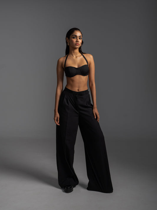 OFF BEAT EDGE BRALETTE + TROUSERS (BLACK)