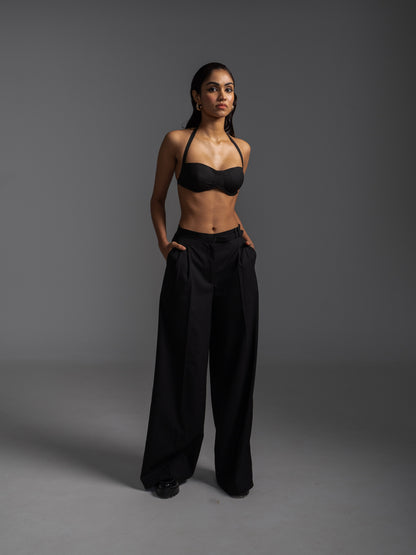 OFF BEAT EDGE BRALETTE + TROUSERS (BLACK)