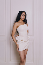CREME SLIT SKIRT