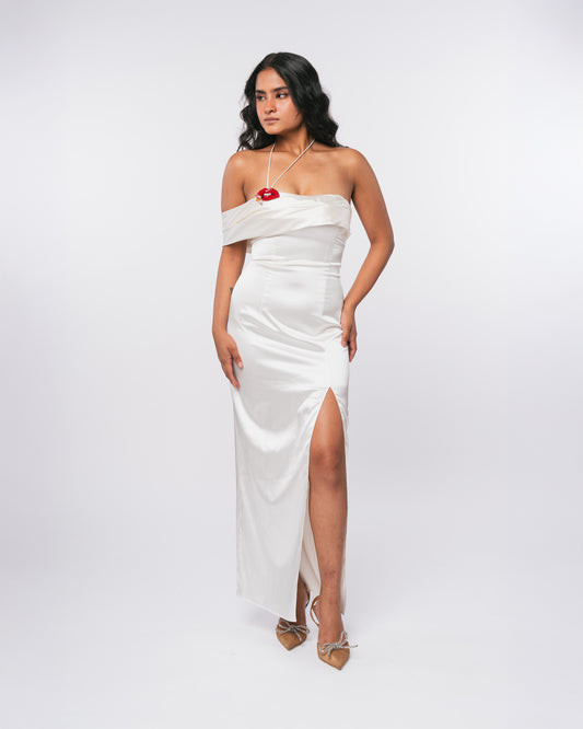 SATIN KISS DRESS - WHITE