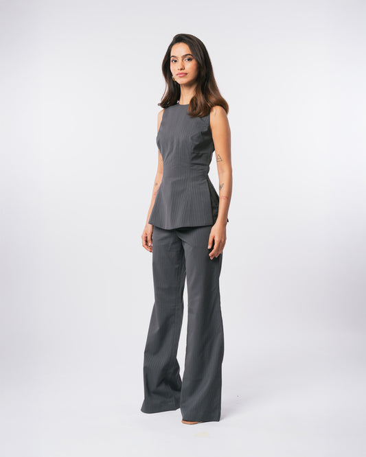 GREY PINSTRIPE TROUSERS