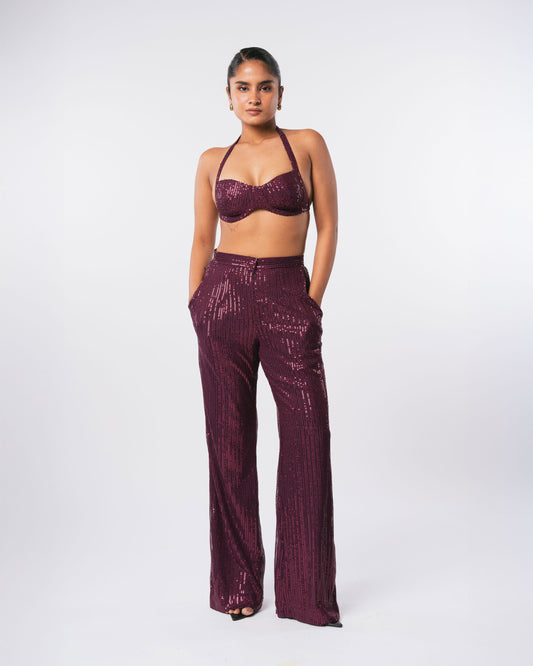 WINE SEQUIN BRALETTE