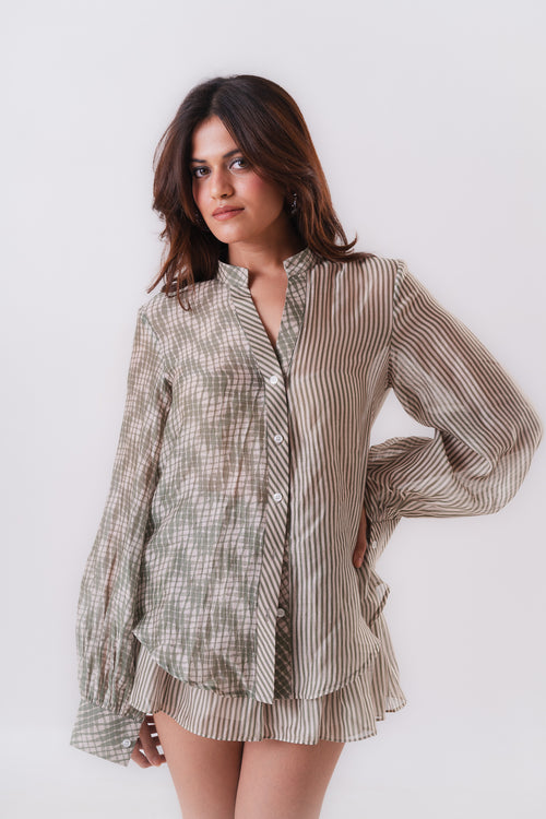 SAGE HALF & HALF SHIRT